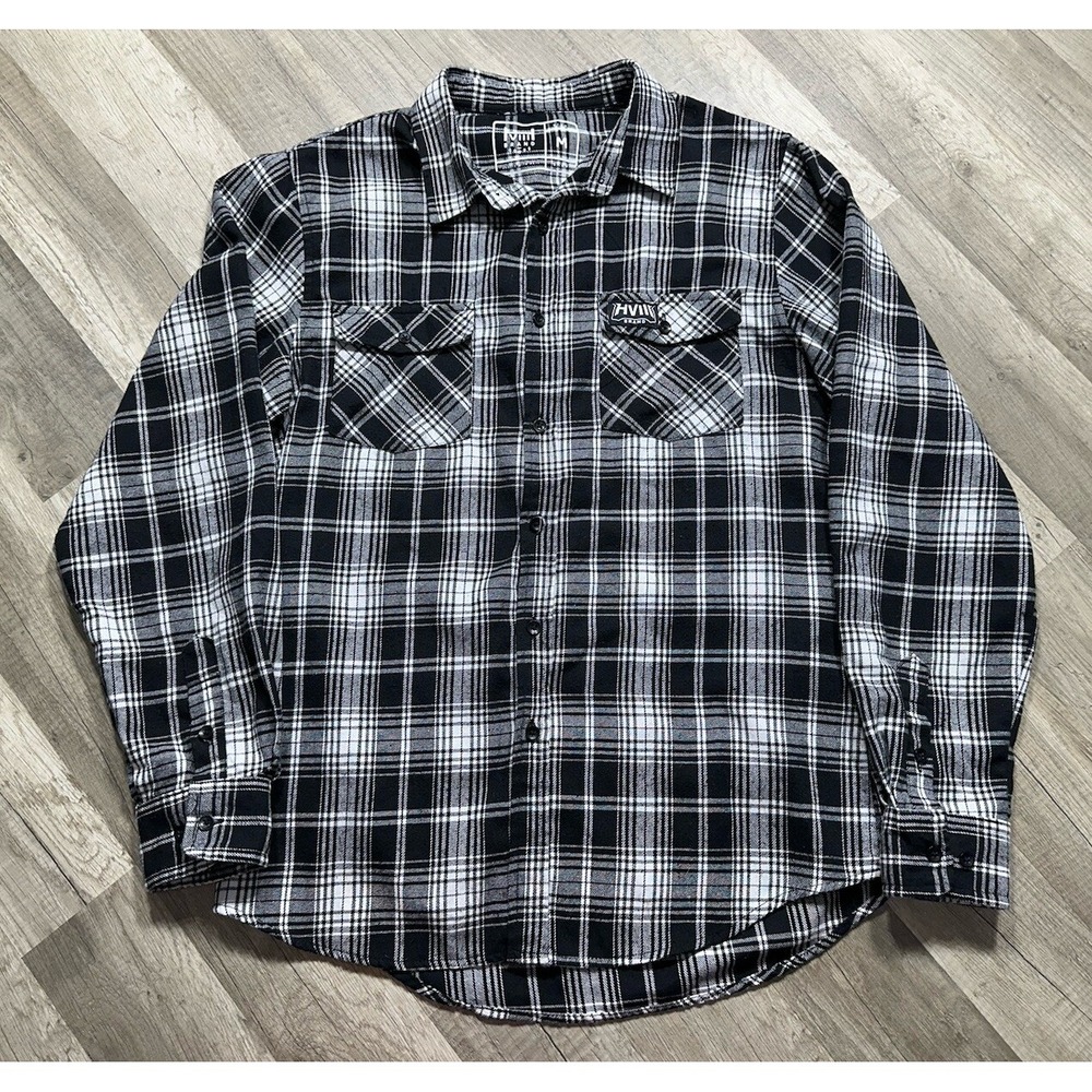 Hviii Brand Goods Holding‎ Strong Flannel Long Sleeve Shirt Size M Black White
